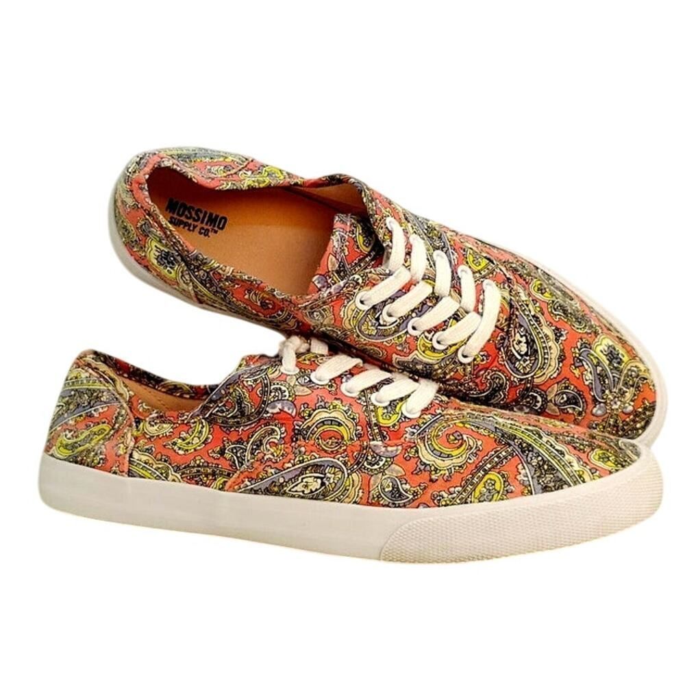 Mossimo Supply Pink & Blue Paisley Lace Up Sneakers - Women's 10